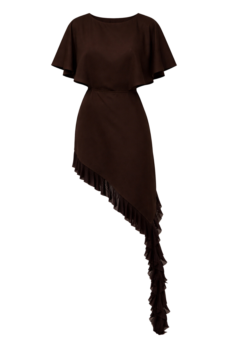 Asymmetric dress with ruffles photo